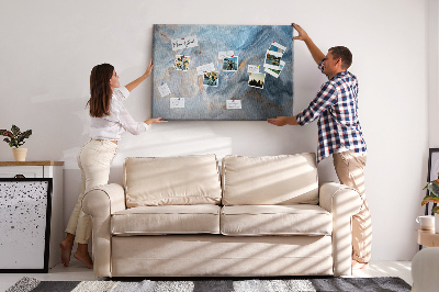Kurkbord met abstract patroon in blauwe tinten