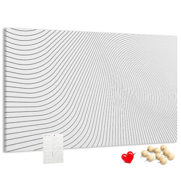 Kurk prikbord met een minimalistisch ontwerp van golvende lijnen