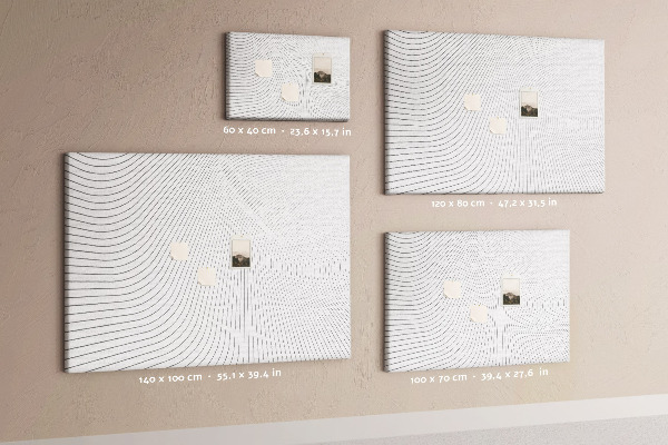 Kurk prikbord met een minimalistisch ontwerp van golvende lijnen