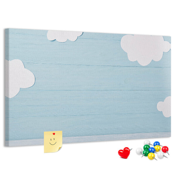 met een hemel met wolken op een houten achtergrond