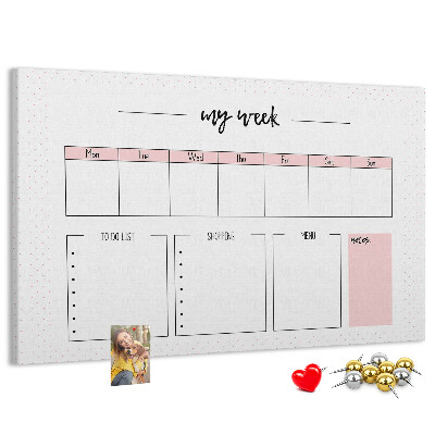 Kurk prikbord weekplanner met ruimte voor notities