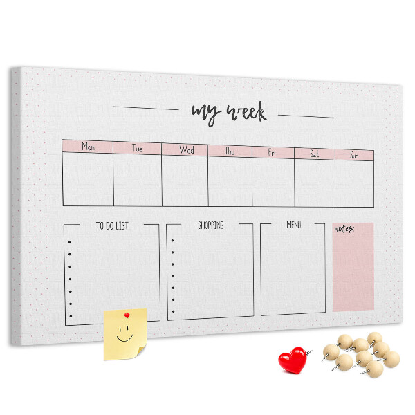 Kurk prikbord weekplanner met ruimte voor notities