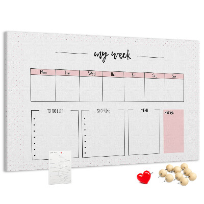 Kurk prikbord weekplanner met ruimte voor notities