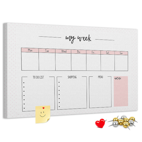 Kurk prikbord weekplanner met ruimte voor notities