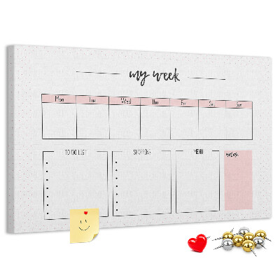 Kurk prikbord weekplanner met ruimte voor notities
