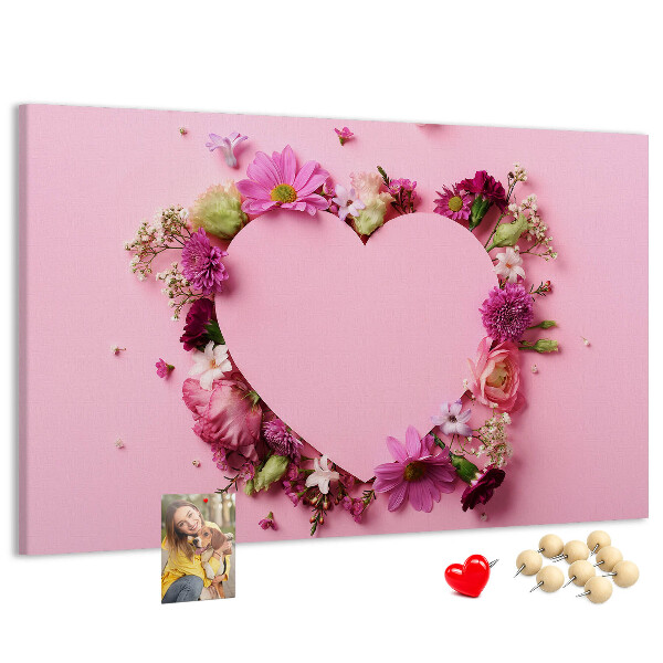 Prikbord met hartvormig bloemenpatroon