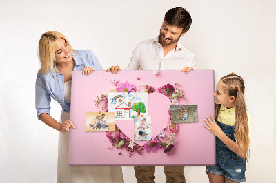Prikbord met hartvormig bloemenpatroon