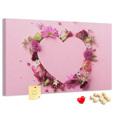 Prikbord met hartvormig bloemenpatroon