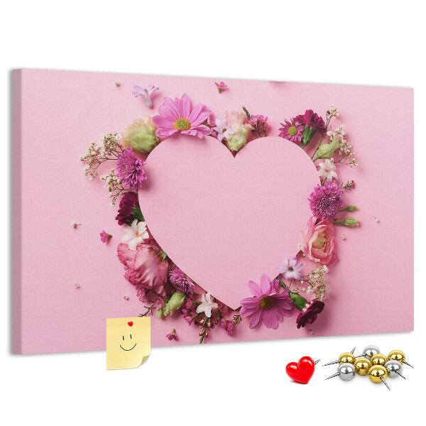 Prikbord met hartvormig bloemenpatroon
