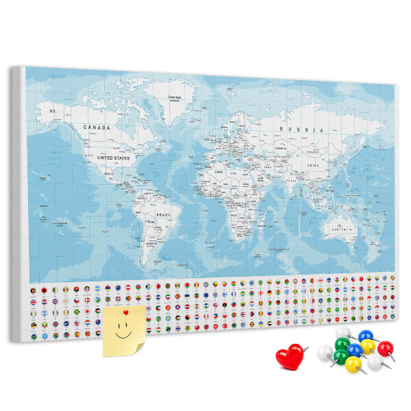 wereldkaart met gekleurde spelden