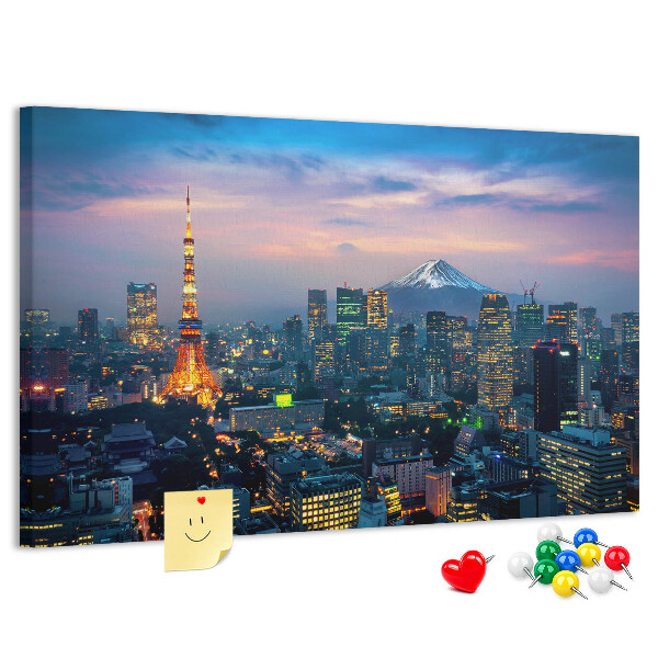 zonsondergang boven Tokio met de Fuji op de achtergrond