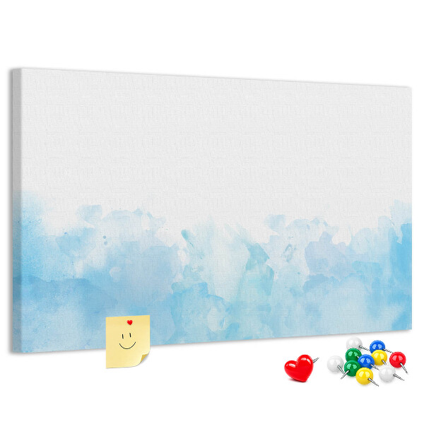 Prikbord met een achtergrond van fijne blauwe aquarelgolven