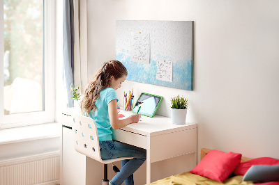 Prikbord met een achtergrond van fijne blauwe aquarelgolven