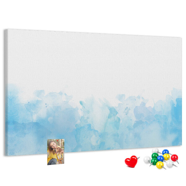 Prikbord met een achtergrond van fijne blauwe aquarelgolven