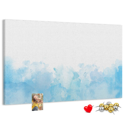 Prikbord met een achtergrond van fijne blauwe aquarelgolven