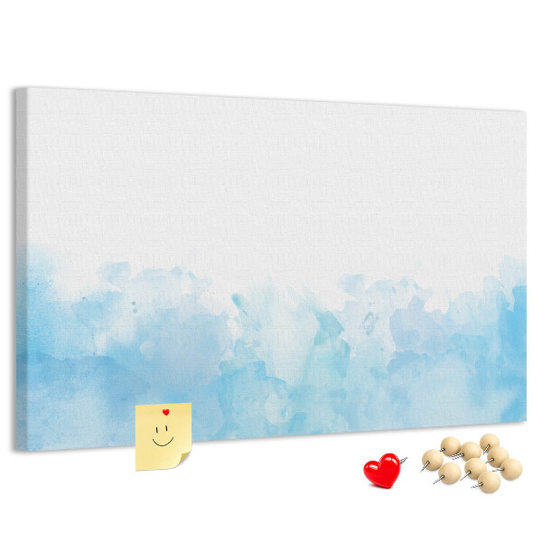 Prikbord met een achtergrond van fijne blauwe aquarelgolven
