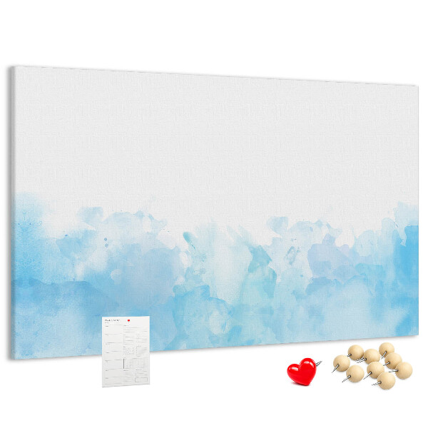 Prikbord met een achtergrond van fijne blauwe aquarelgolven