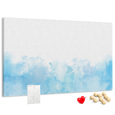 Prikbord met een achtergrond van fijne blauwe aquarelgolven