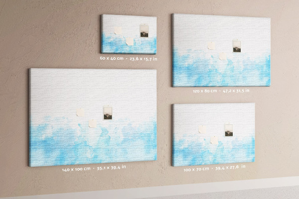 Prikbord met een achtergrond van fijne blauwe aquarelgolven