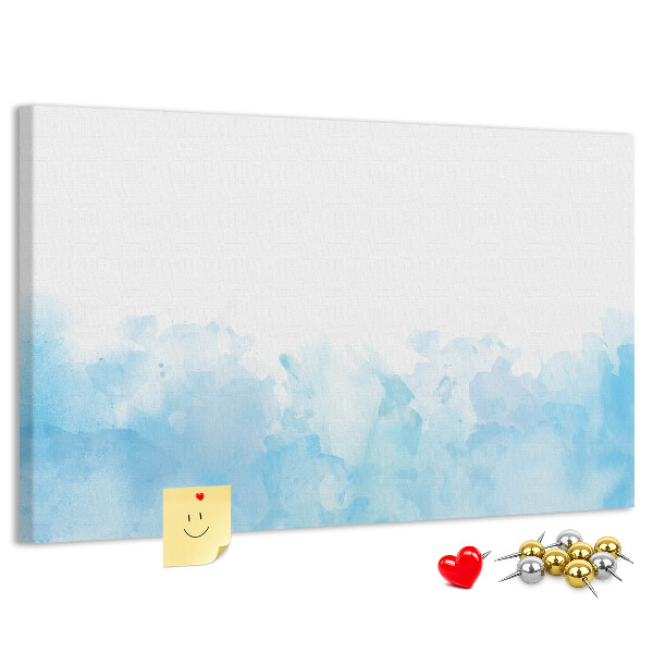 Prikbord met een achtergrond van fijne blauwe aquarelgolven