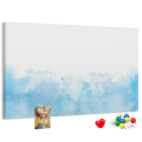 Prikbord met een achtergrond van fijne blauwe aquarelgolven