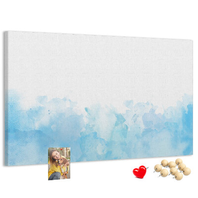 Prikbord met een achtergrond van fijne blauwe aquarelgolven