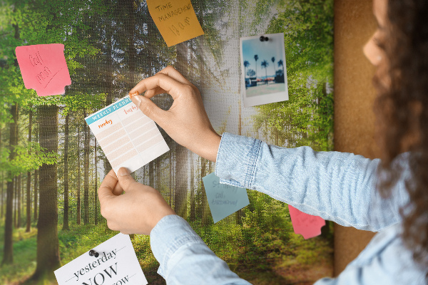 Kurkbord zonnestralen in het groene bos