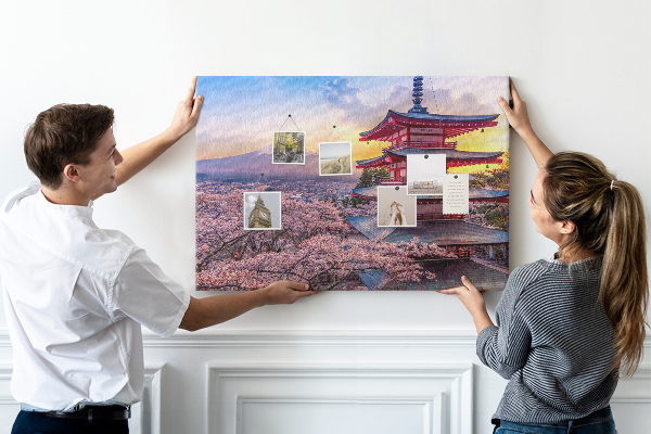 Kurkbord lentelandschap met de berg Fuji