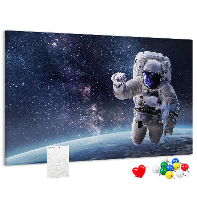 Kurken prikbord met astronaut in de ruimte