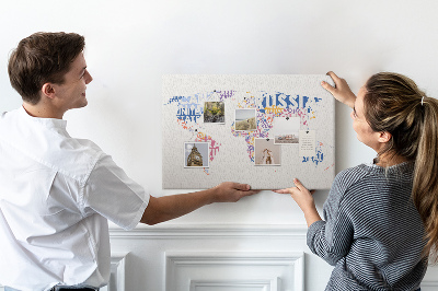Prikbord wereldkaart met landnamen