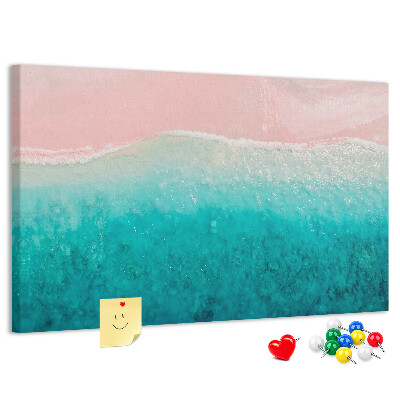 Prikbord oceaangolven op een roze achtergrond