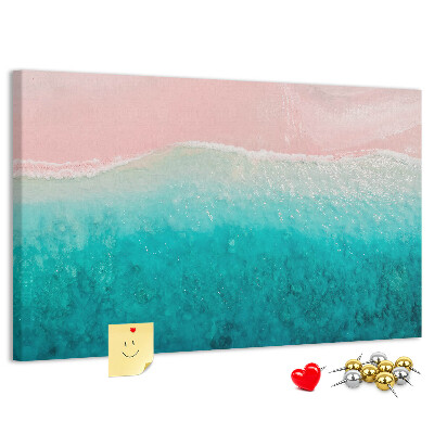 Prikbord oceaangolven op een roze achtergrond