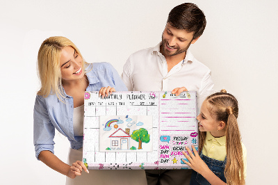 Kurkbord kleurrijke maandplanner met motieven