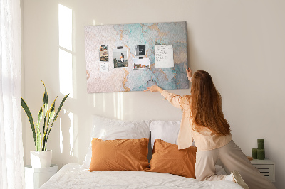 Kurk prikbord met abstract patroon in blauwe tinten