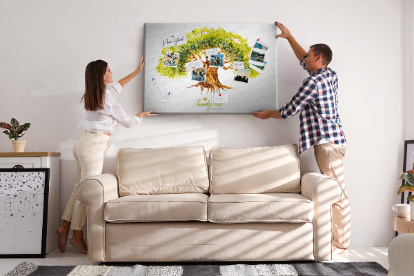 Prikbord aquarel stamboom met bladeren