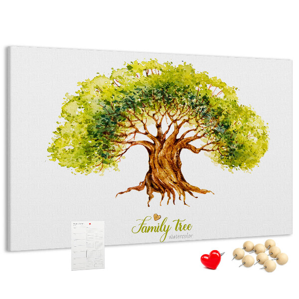 Prikbord aquarel stamboom met bladeren