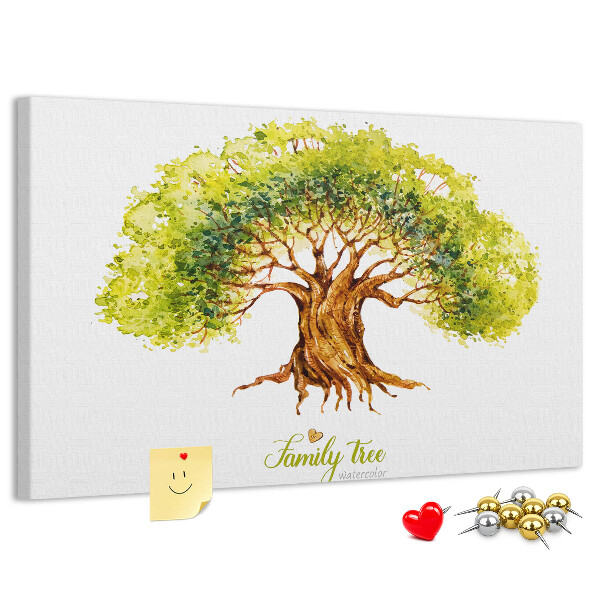 Prikbord aquarel stamboom met bladeren