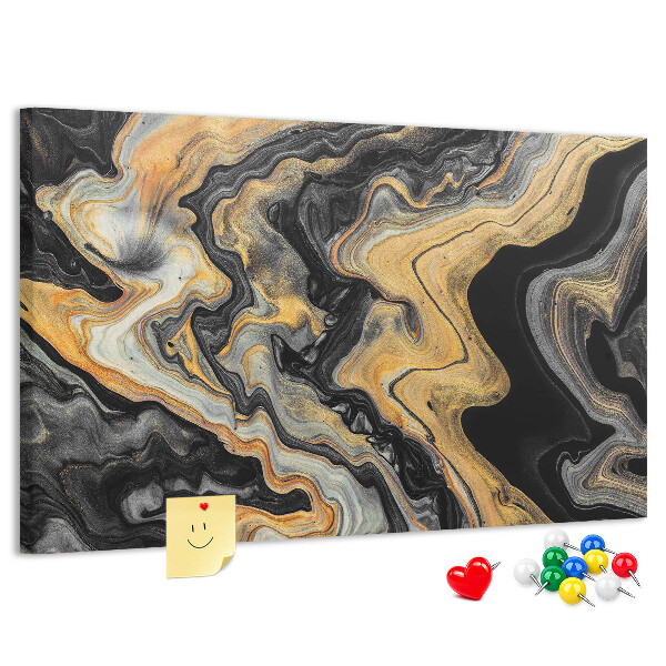 met een abstract patroon van gouden en zwarte golven