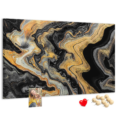 Kurkbord met een abstract patroon van gouden en zwarte golven