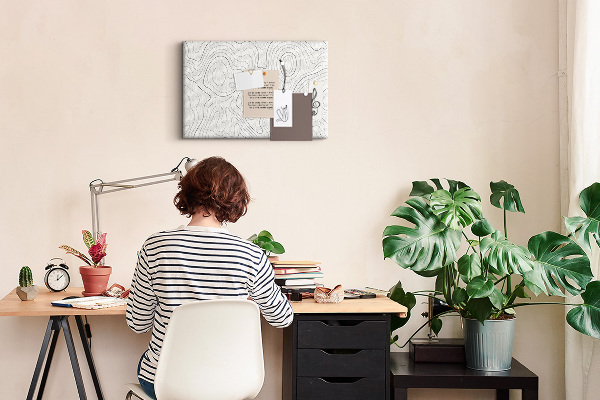 Kurk prikbord met abstracte lijncontouren