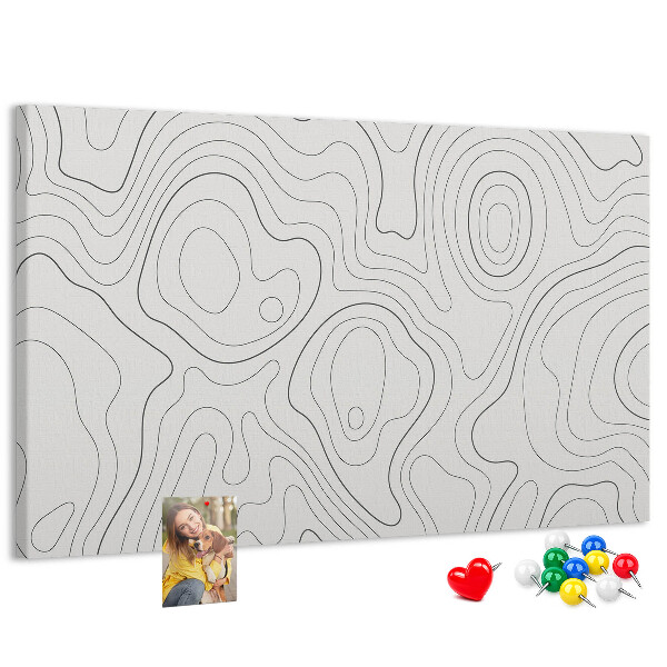 Kurk prikbord met abstracte lijncontouren
