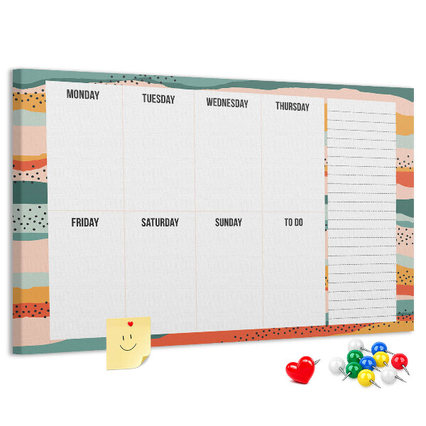 Kurkbord kleurrijke planner met weekindeling