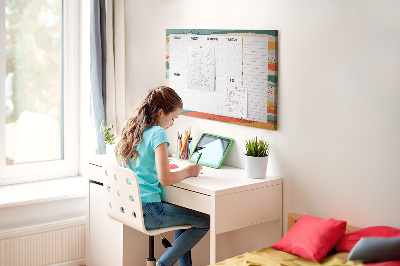 Kurkbord kleurrijke planner met weekindeling