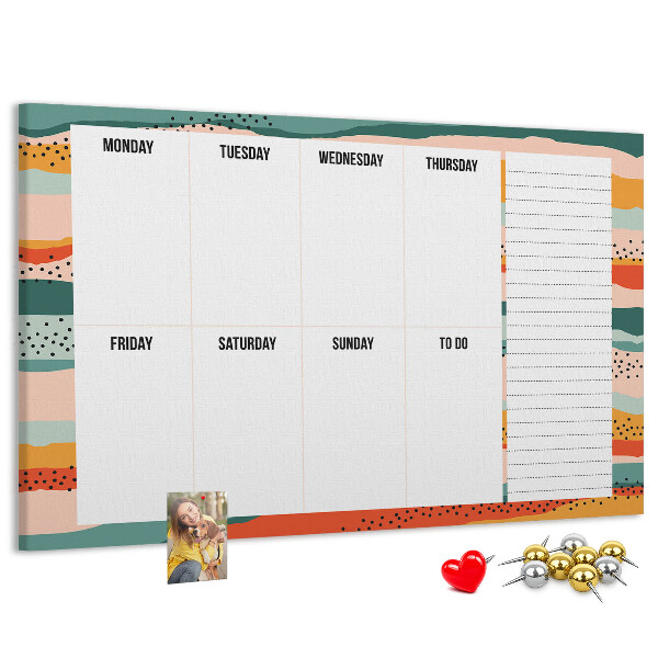 Kurkbord kleurrijke planner met weekindeling
