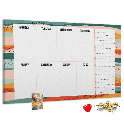Kurkbord kleurrijke planner met weekindeling
