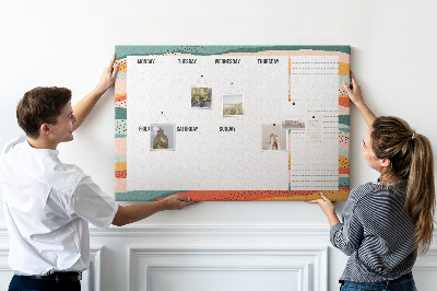Kurkbord kleurrijke planner met weekindeling