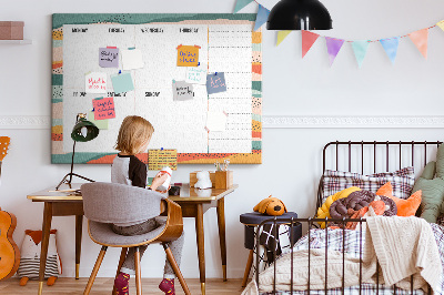 Kurkbord kleurrijke planner met weekindeling