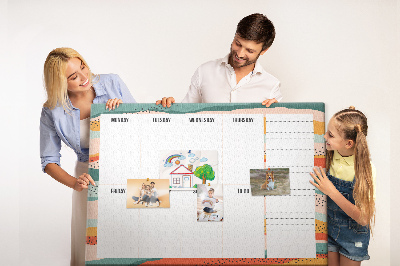 Kurkbord kleurrijke planner met weekindeling