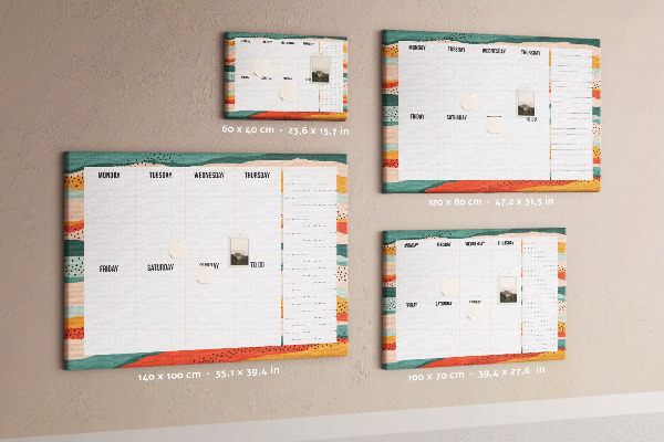 Kurkbord kleurrijke planner met weekindeling
