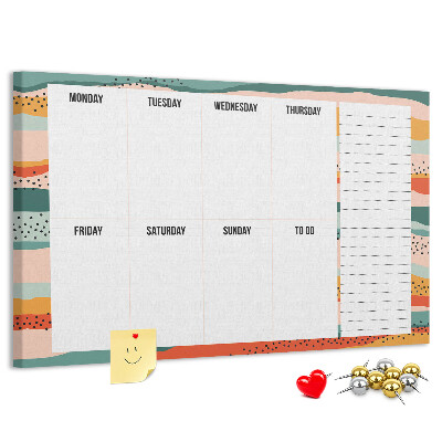 Kurkbord kleurrijke planner met weekindeling